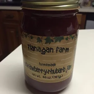 Fabulous Jelly &amp; Jam selection.  I will have to have more if strawberry-rhubarb.  Why did we not have rhubarb in Mississippi???