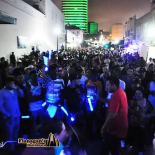 a large crowd of people at night