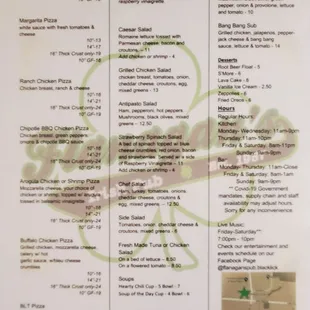 back of menu