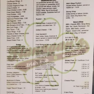 front of menu