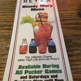 A new Bloody Mary Menu!