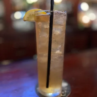 a tall glass of lemonade