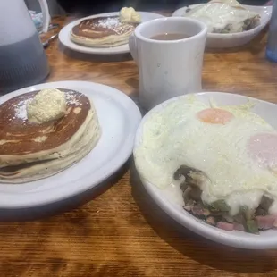 pancakes and eggs