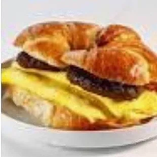 Sausage and egg sandwich on a croissant!
