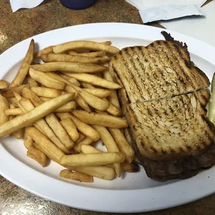 Philly Cheesesteak Panini and fries