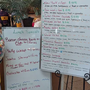 Daily specials menu