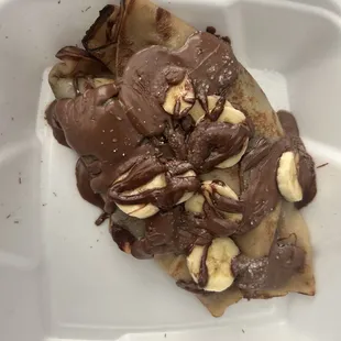 Hot crepe on styrofoam