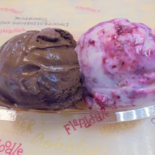 Two scoop boat - chocolate &amp; vanilla raspberry.