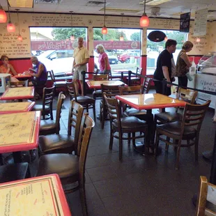 The seating area from the other side, looking towards the front door.