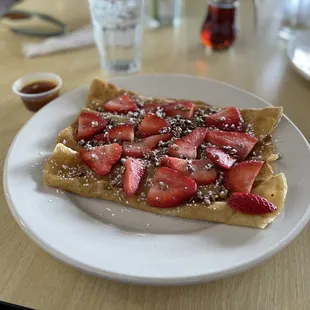Tutti Frutti Crepes with the caramel sauce on the side
