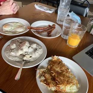 Side of Biscuit and Gravy, side of hash browns &amp; fresh squeezed OJ!