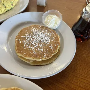 Flapjacks with whipped butter.  Tasty