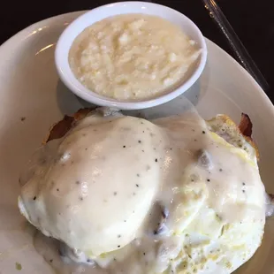 Smothered eggs &amp; biscuit YUM