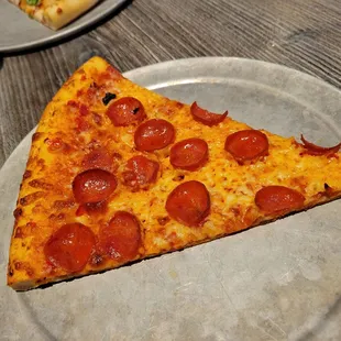 a slice of pepperoni pizza