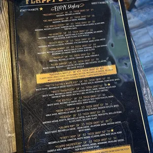 pizza menu