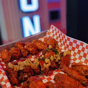 18 Wings, three sauces: Mild, Al Pastor, and Hot