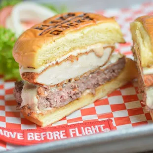 two sandwiches on a tray