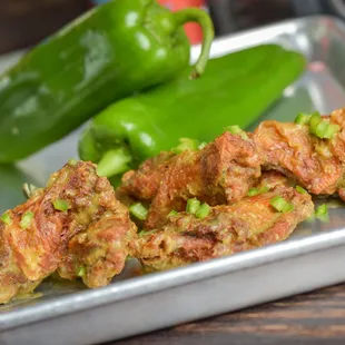 chicken wings and fried chicken, food