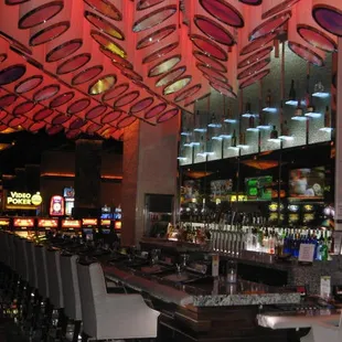 a variety of liquors on the bar
