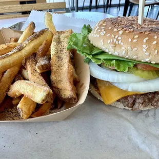 Standard cheese burger combo.