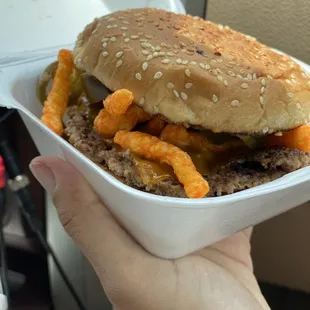 Machete burger- jalapeños and Cheetos :)