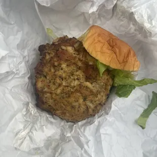 Crab cake sandwich