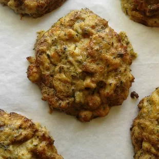 a close up of a crabcake