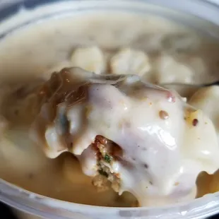 crab cake with crab soup on top!