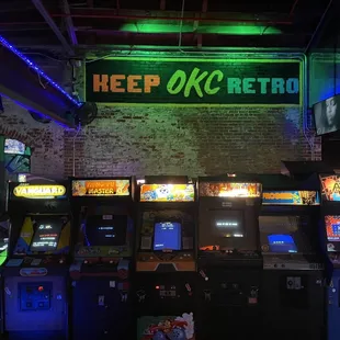 a row of arcade machines