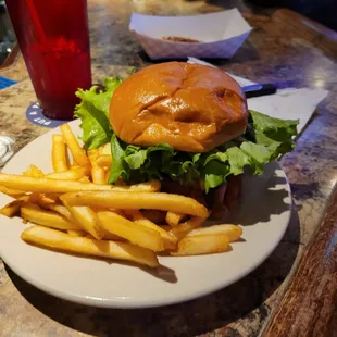 Big juicy bacon cheeseburger.