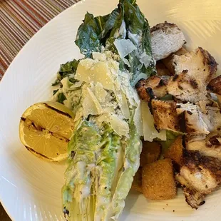 Grilled Caesar salad with grilled chicken