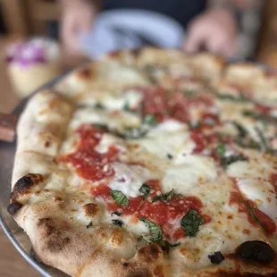 a pizza on a pan