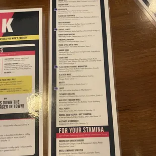 Cocktail menu