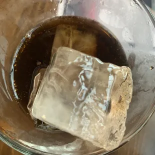 Big ass ice cubes in the Coke.