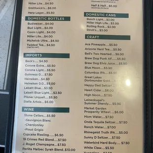 menu
