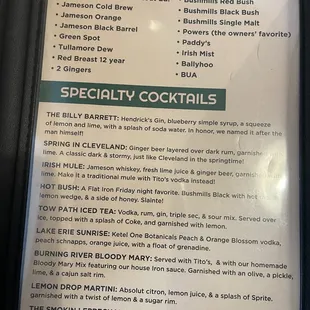 menu