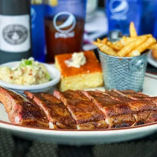 1/2 Rack Rib Platter / Cheesy Bacon Grits / Fries / Cornbread