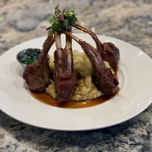 Lamb over house mashed potatoes
