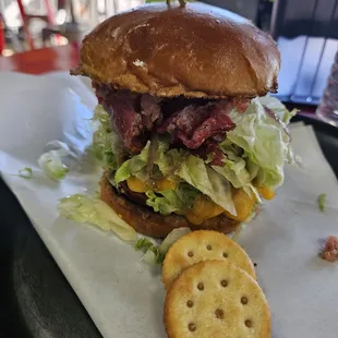 The GOAT Pastrami Burger @ Flat Track Cafe. -Yuuum Yum!