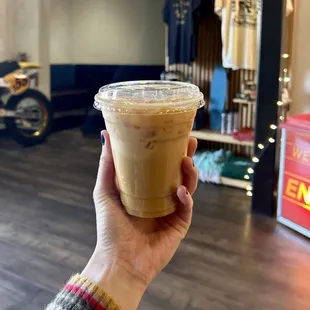 Iced Violet Lavender Latte w/ oat milk ($6.75)