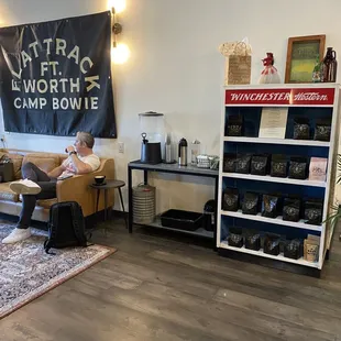 Inside, bagged coffee available