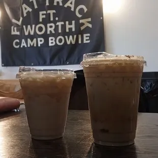 Left to right: Chai Latte and their seasonal Bad Santa