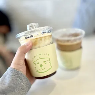 Iced Americano add cream and iced honey oat latte