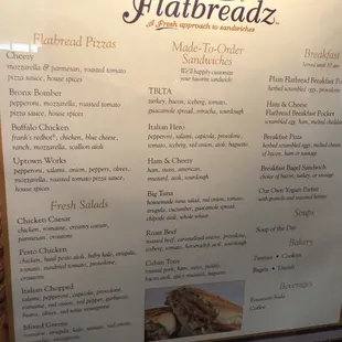 menu, sandwiches