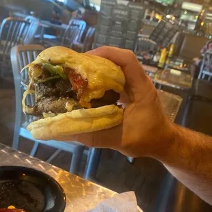 Green Chili Bacon Burger with ghost pepper cheese. 10/10