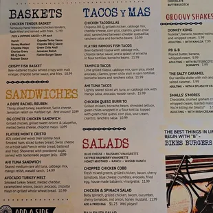 Desserts, salads,sandwhich menu