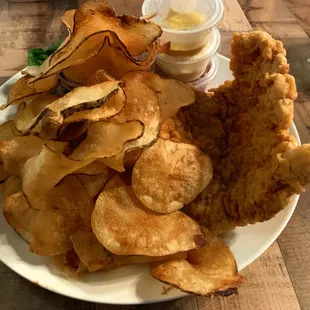 Pork Tenderloin sandwich with chips