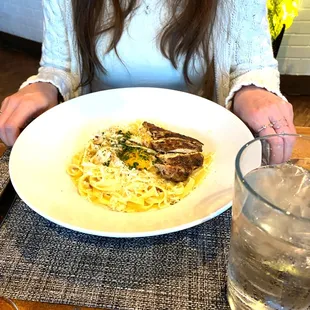 Fettucine Carbona with a farm egg