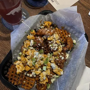 Buffalo Chicken Sweet Potato Fries