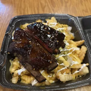 Ribs with loaded fries